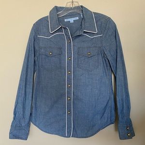 Draper James - Boone Piped Denim Button Up Top